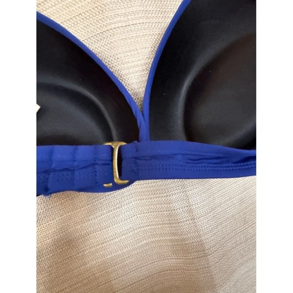 Stylus Royal Blue Underwire Halter Bikini Top Twist‎ Front Padded Size L